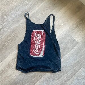 Coca Cola Blue Graphic Crop Tank Top